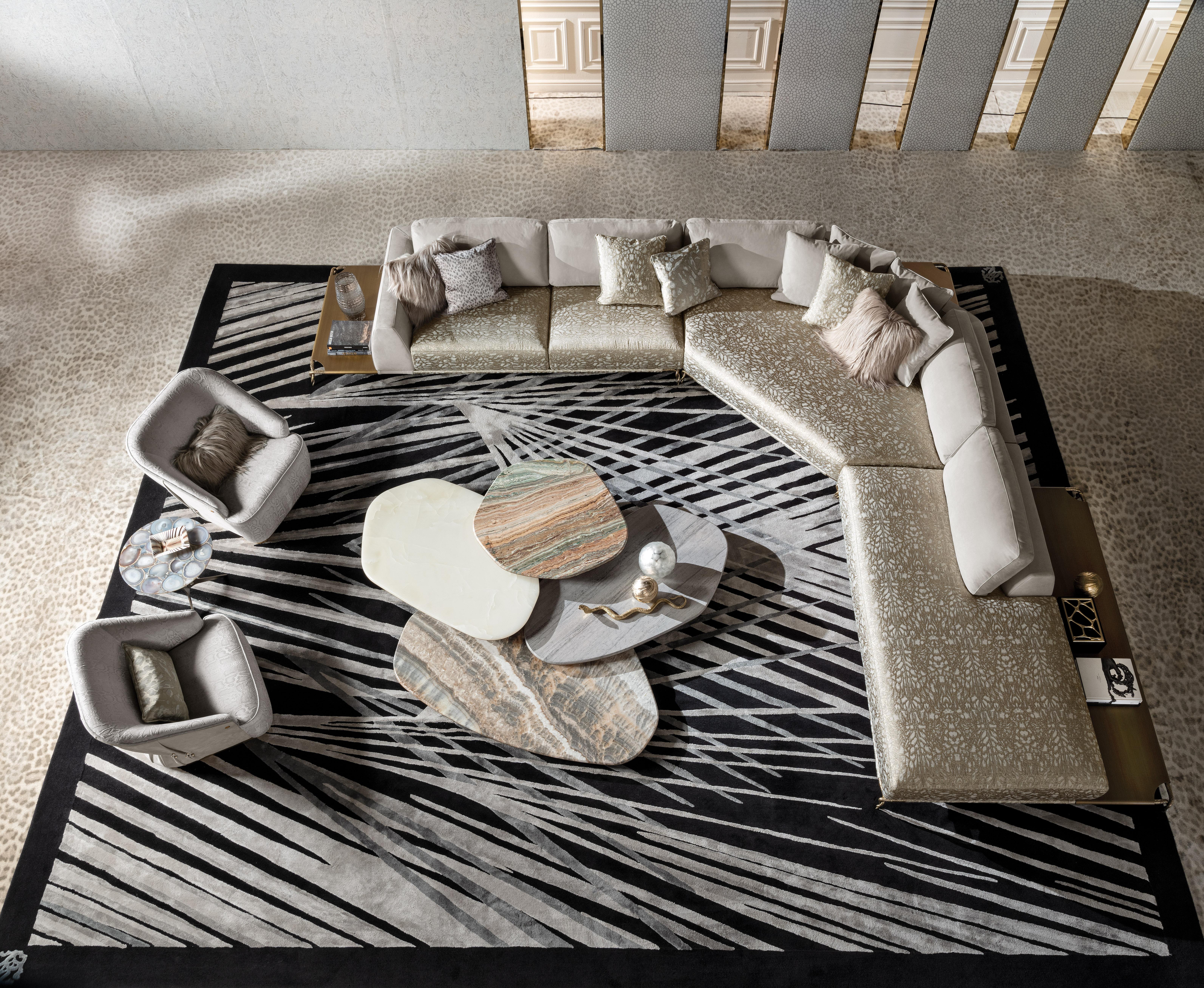 Modern 21st Century Viktoria Modular Sofa in Fabric by Roberto Cavalli Home Interiors For Sale