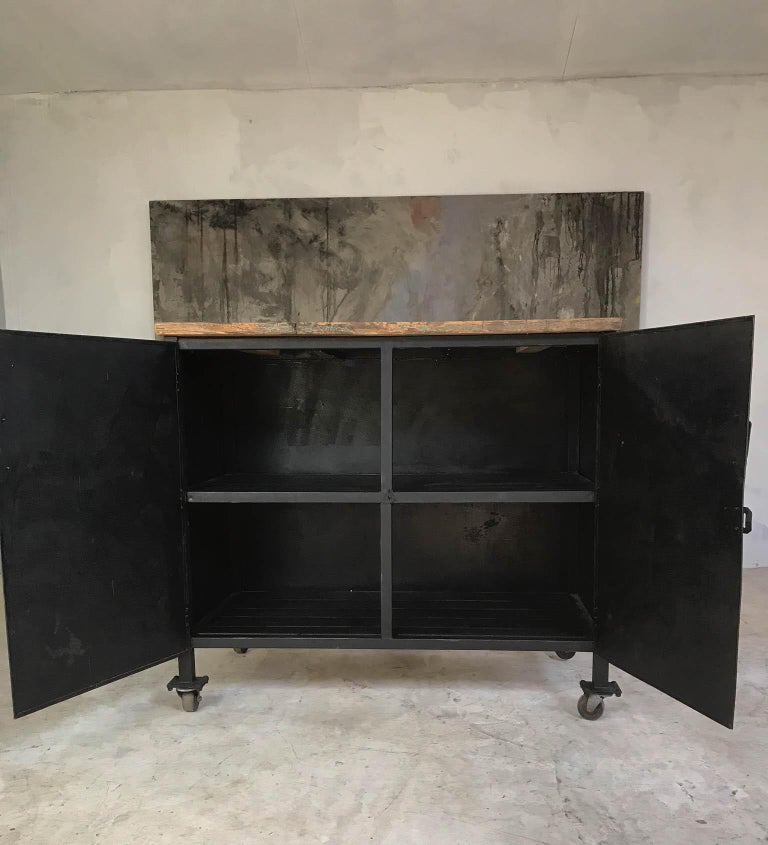 21st Century Vintage Industrial Steel Cabinet Locker Pine ...