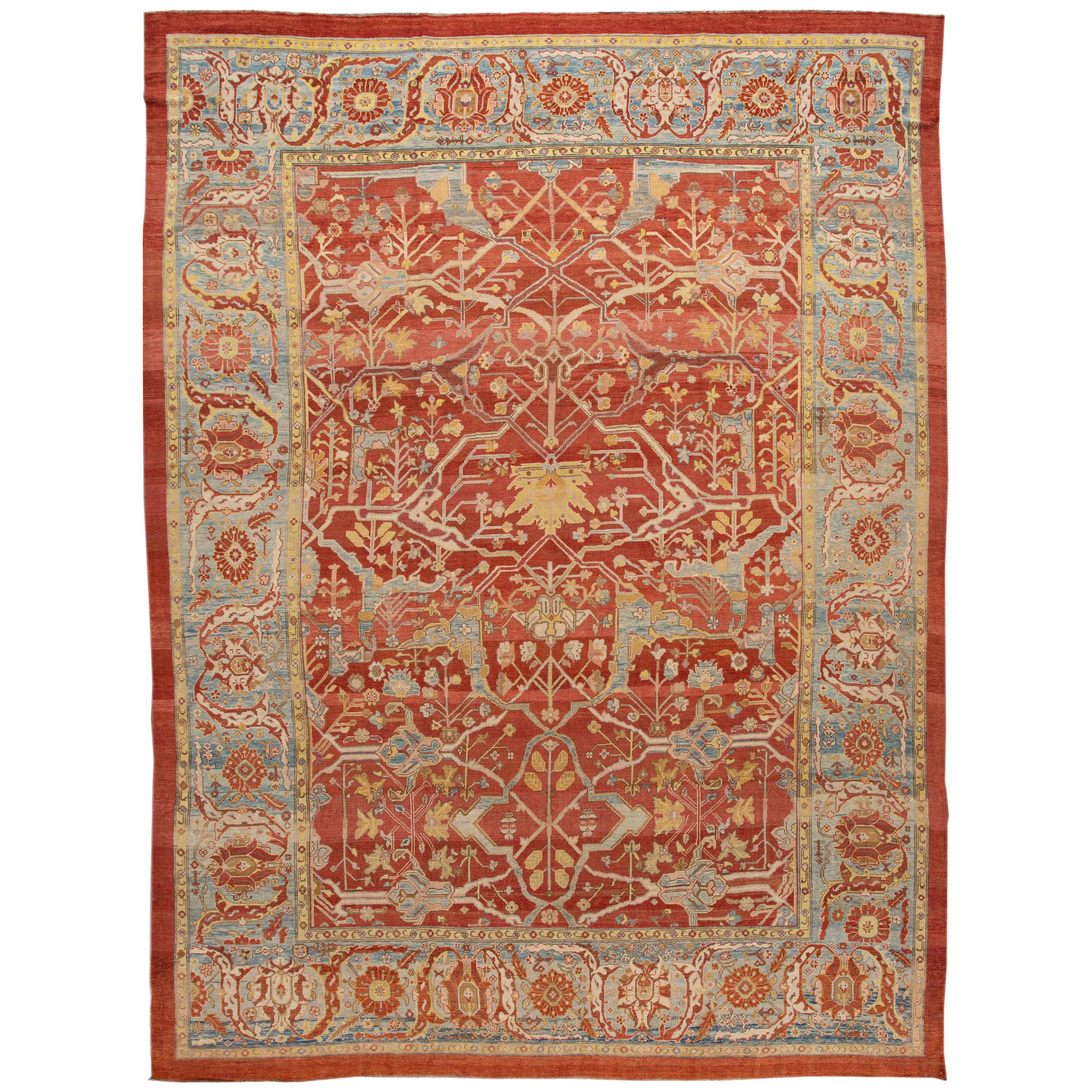 21st Century Bakshaish Style Rust wool Rug With Allover Pattern en vente