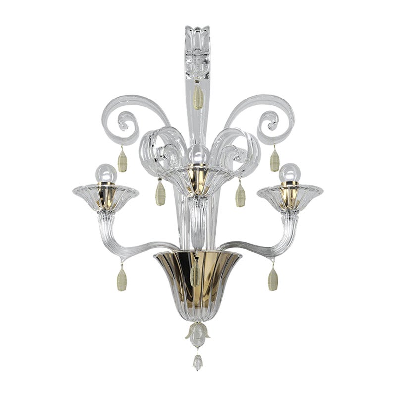 Applique murale vitrine  3 lumires en cristal du 21e sicle de Venini