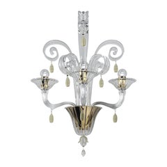Applique murale vitrine  3 lumires en cristal du 21e sicle de Venini