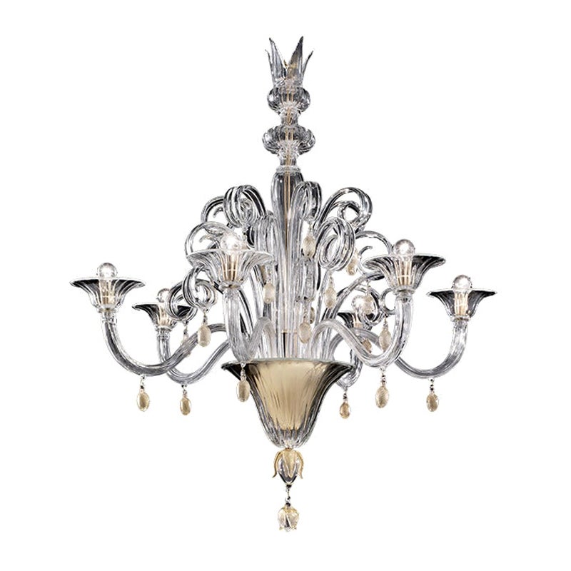 Lampadari a 6 luci Vittoriale del XXI secolo in cristallo di Venini