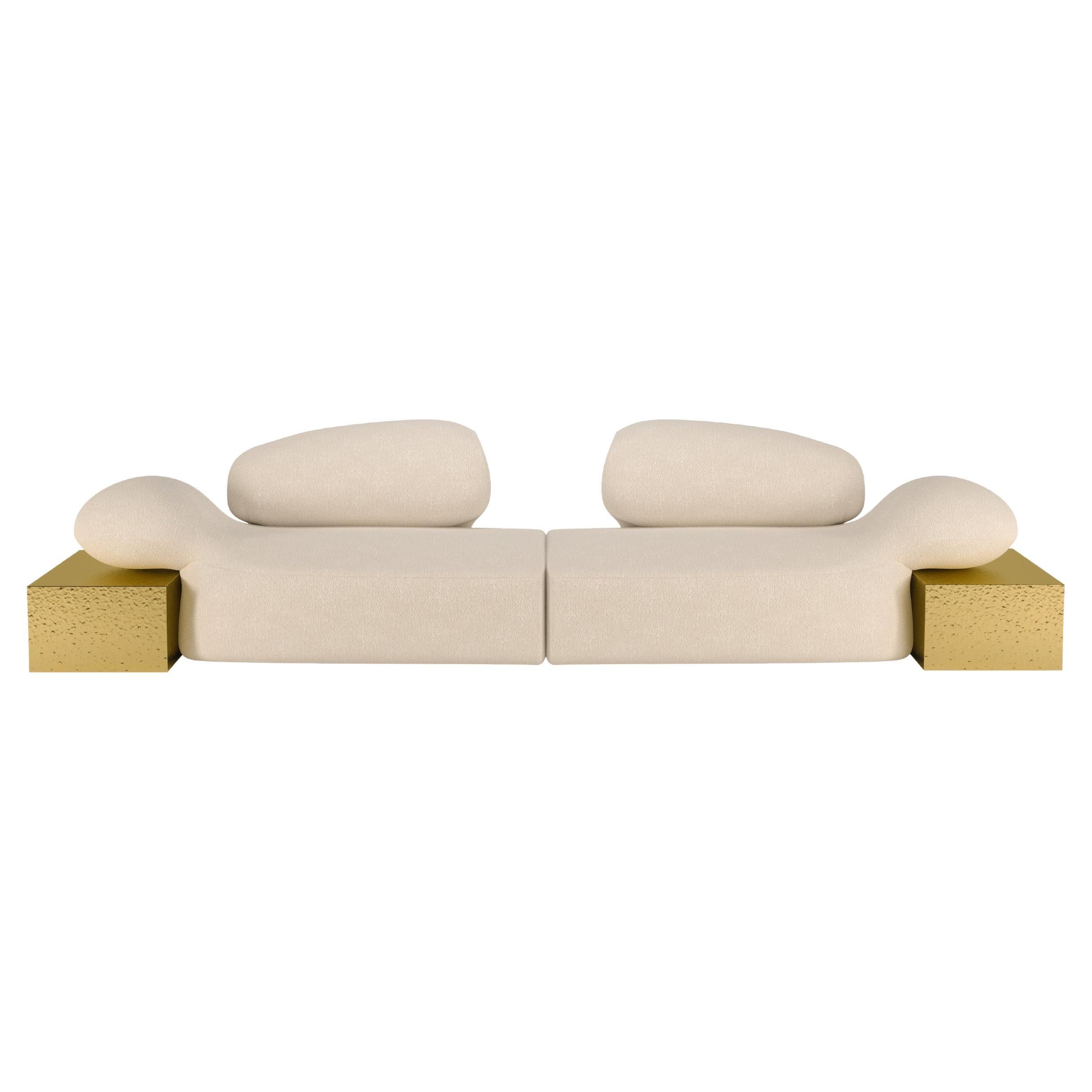 21st Century Viv Id Sofa Hammered Brass Boucle Made in Portugal by Malabar