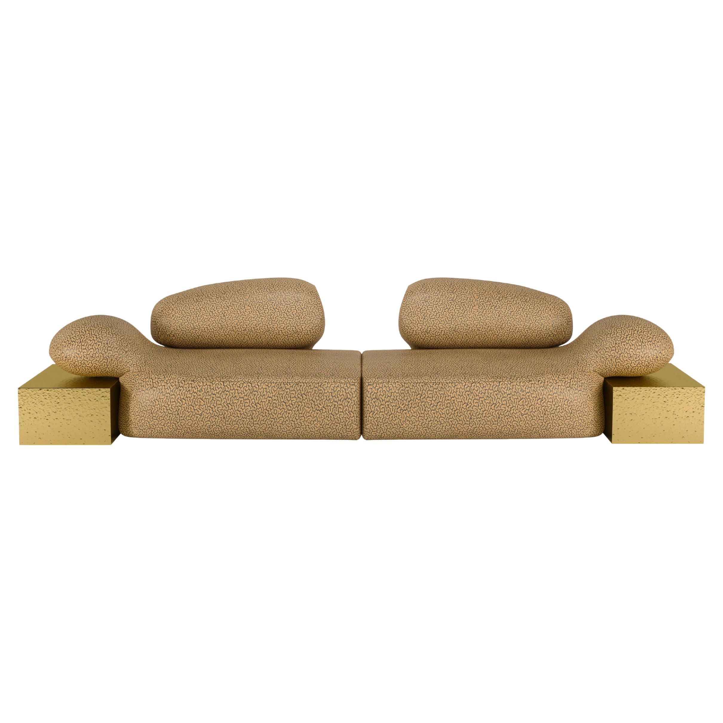 21st Century Viv Id Sofa Hammered Brass Nobilis Made in Portugal by Malabar