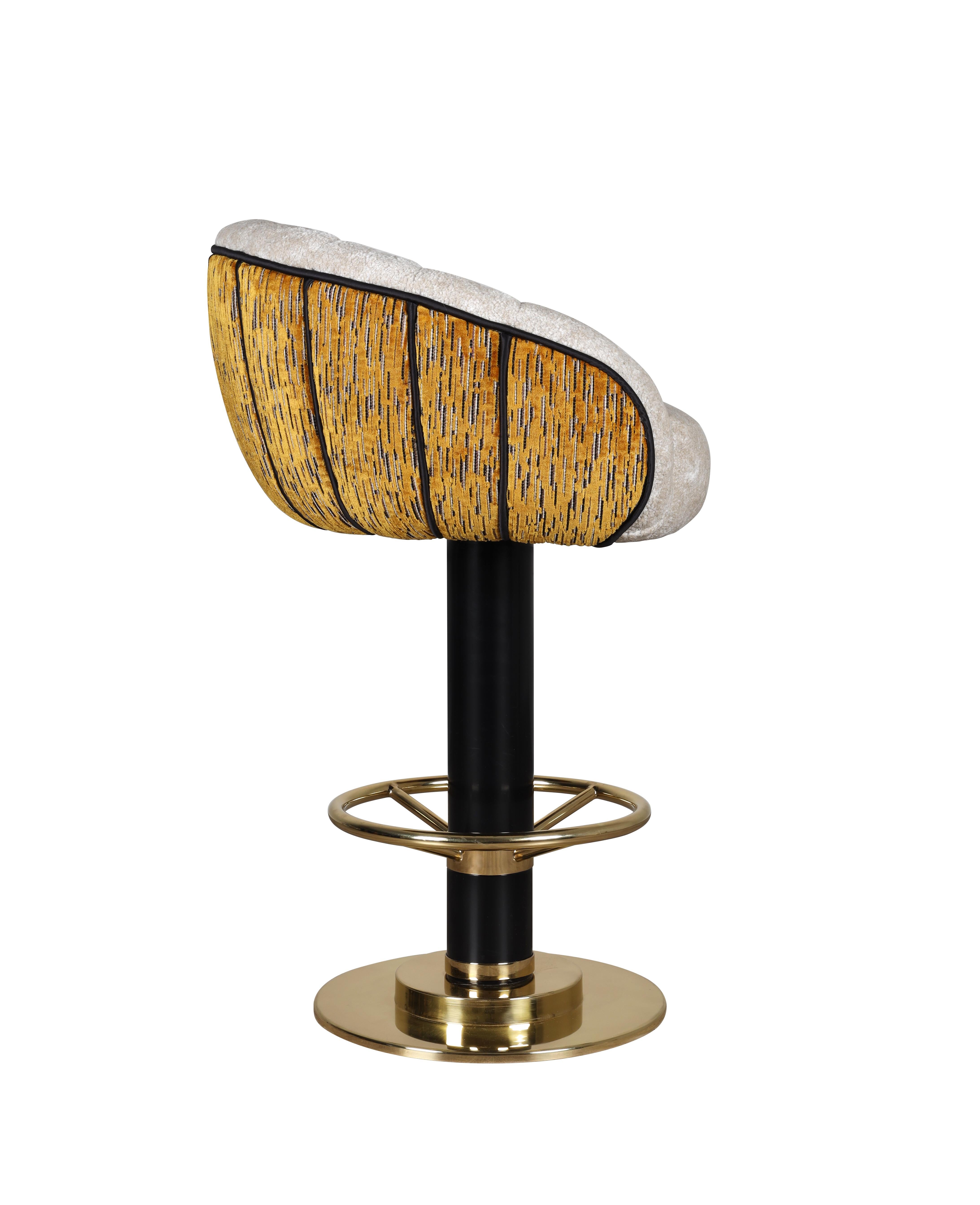 Portuguese 21st Century Vivien Swivel Bar Chair Cotto Velvet Brass For Sale