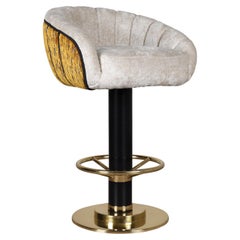 21st Century Vivien Swivel Bar Chair Velvet Brass Handmade in Portugal by Ottiu