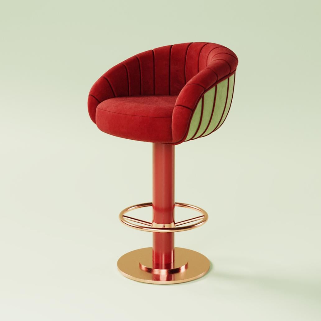 Chaise de bar pivotante Vivien du 21e siècle Laiton velouté Fabriqué à la main au Portugal par Ottiu en vente 3