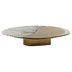 21st Century VOQ Low Granite and Aged Liquid Brass Cocktail Table by Studio Sors