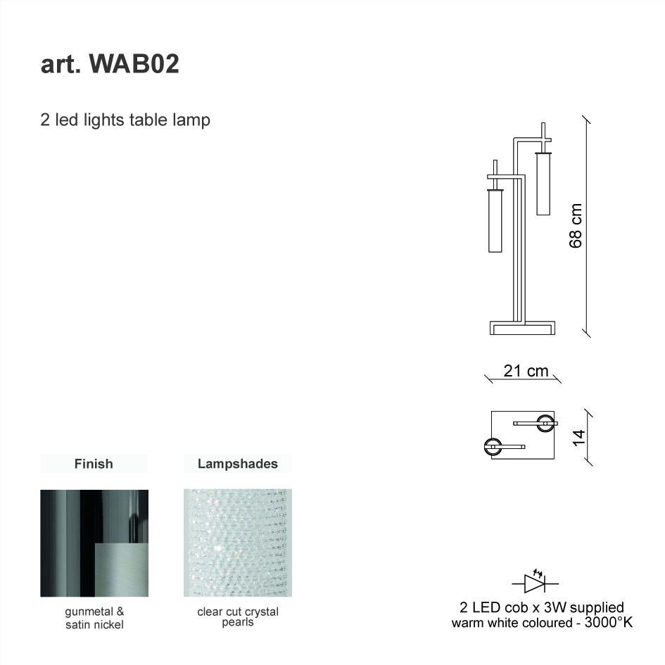 Contemporary 21st Century Wabisabi 2 Led Lights Crystal Table Lamp by Patrizia Garganti For Sale