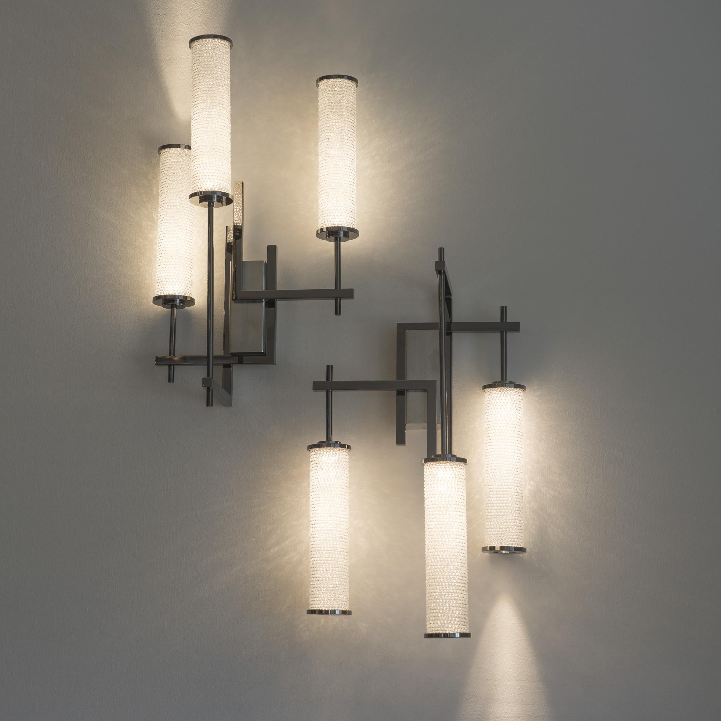 Modern 21st Century Wabisabi 3 Led Lights Crystal Wall Lamp by Patrizia Garganti For Sale