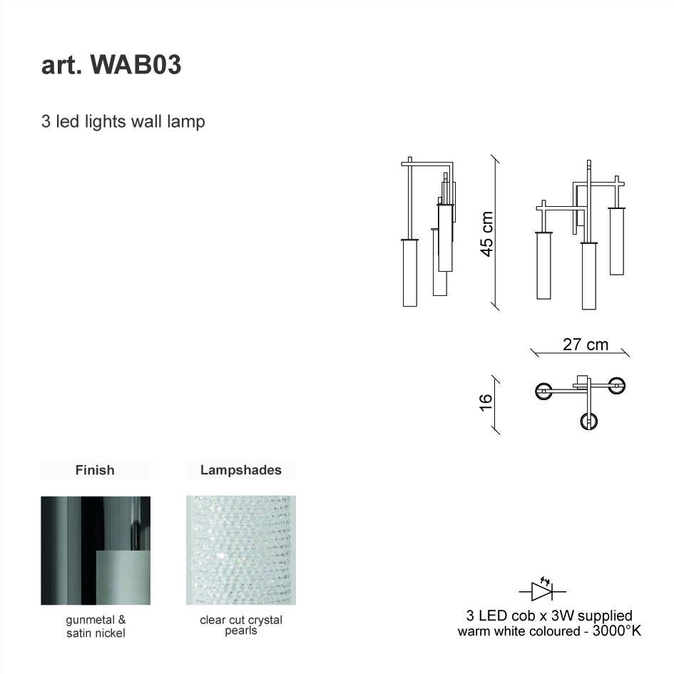 21st Century Wabisabi 3 Led Lights Crystal Wall Lamp by Patrizia Garganti In New Condition For Sale In Sesto Fiorentino, IT