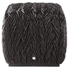 21st Century Waddi Pouf in Black Leather by Roberto Cavalli Home Interiors