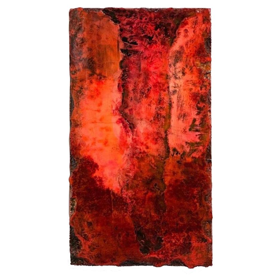 21st Century Wall Sculpture "MAGMA" by André Poli Resin Red Black Abstrac Decor For Sale