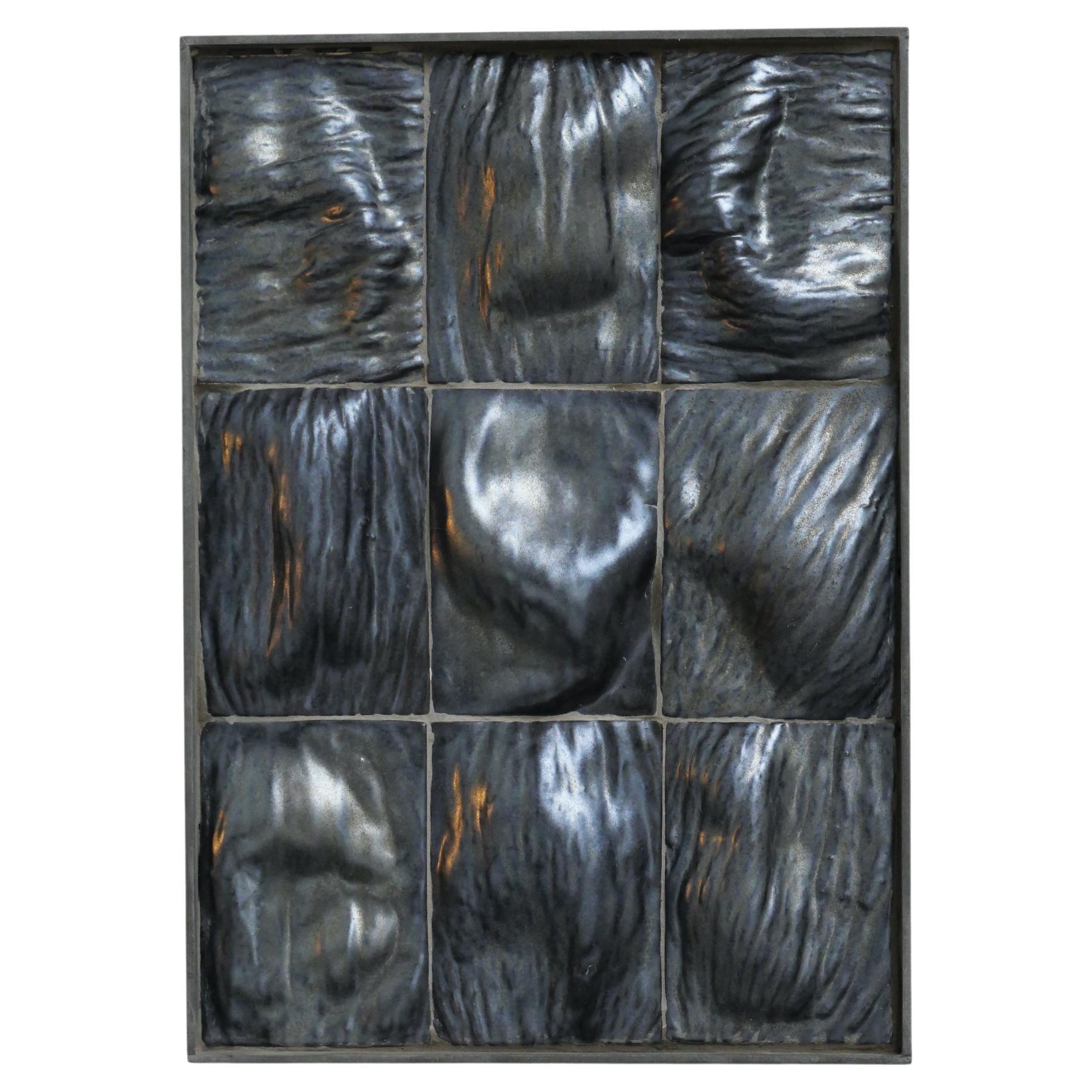 21st Century Wall Sculpture "Oil Skin" by Rem Atelier Earthenware Wood For Sale