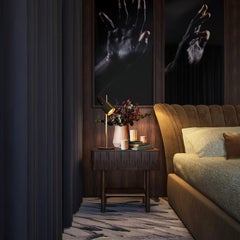 21st Century Walnut Wood Campbell Nightstand Made in Portugal by Wood Tailors