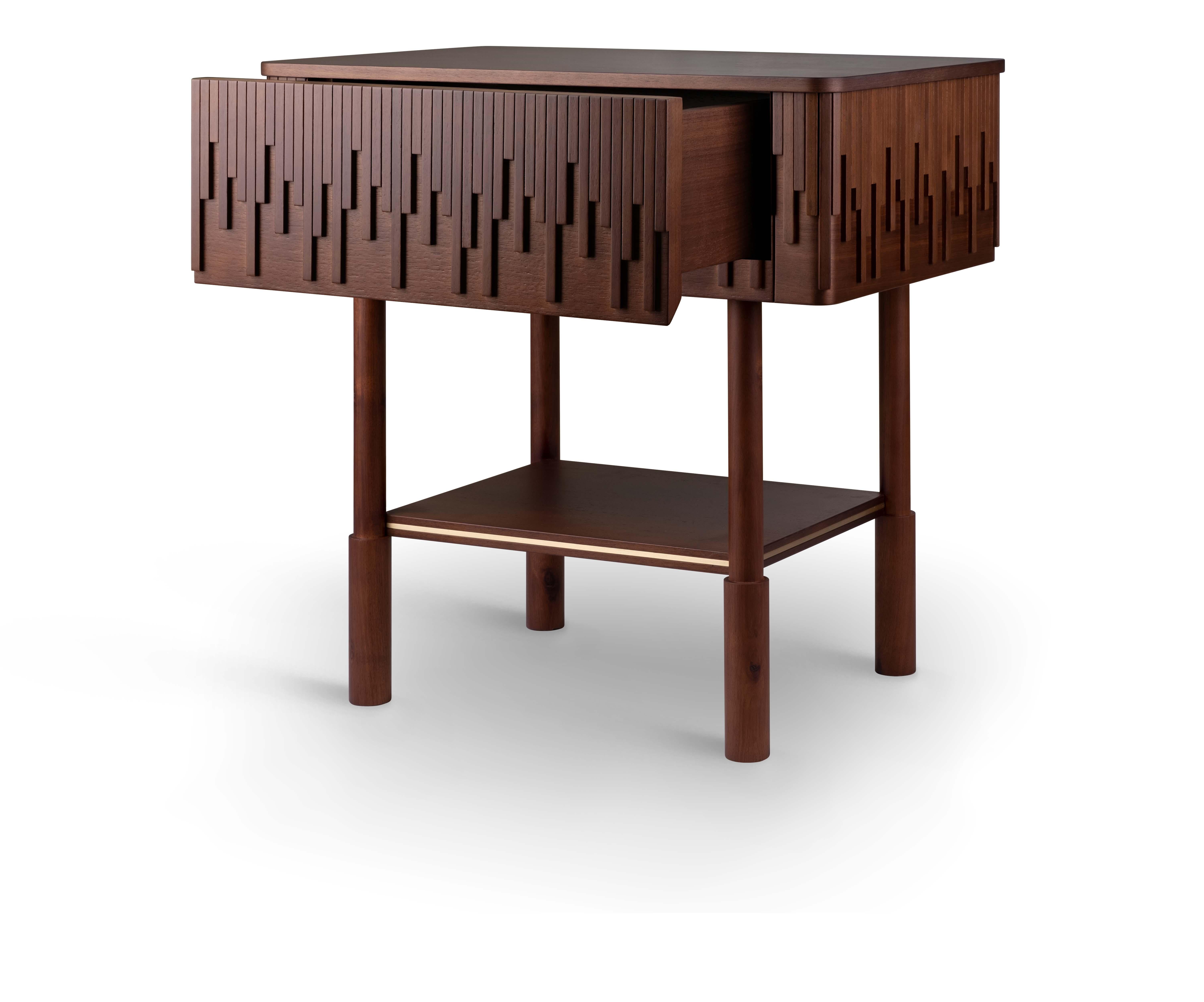 Portuguese 21st Century Walnut Wood Campbell Nightstand For Sale