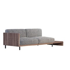 21st Century Walnut Wood Conway II Sofa Linen Made in Portugal by Wood Tailors
