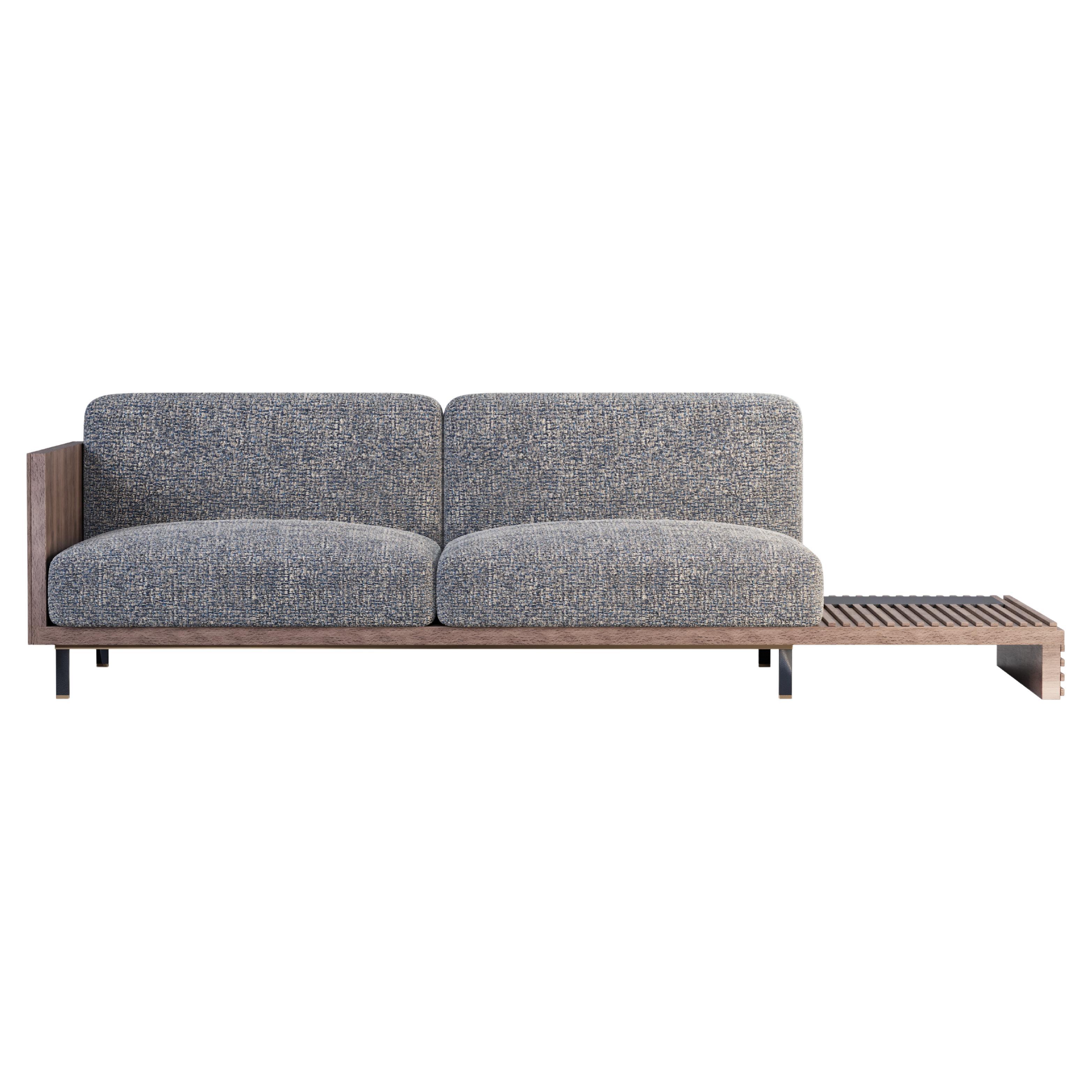 21st Century Walnut Wood Conway II Sofa Linen