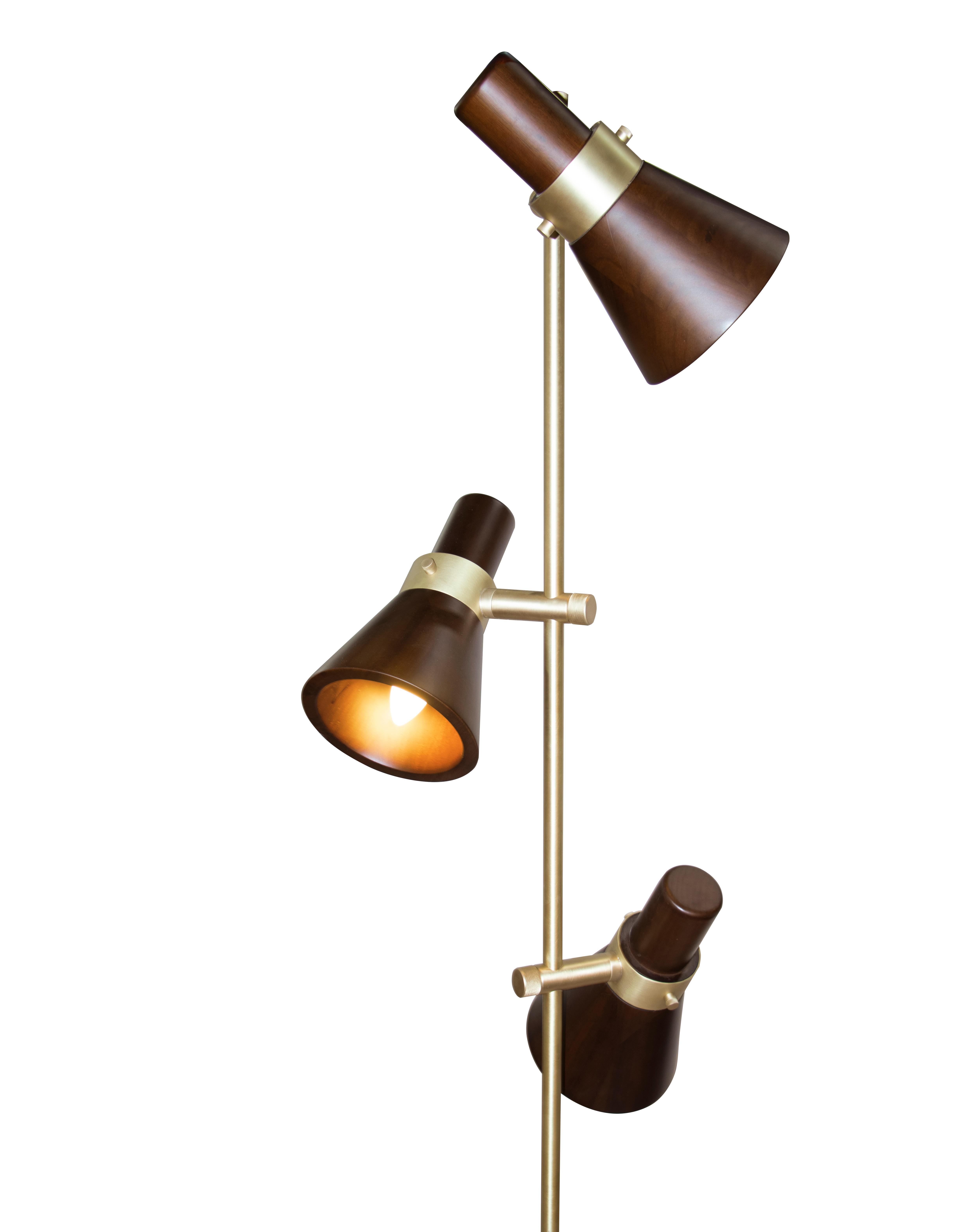 Contemporary 21st Century Walnut Wood Humphry Floor Lamp For Sale