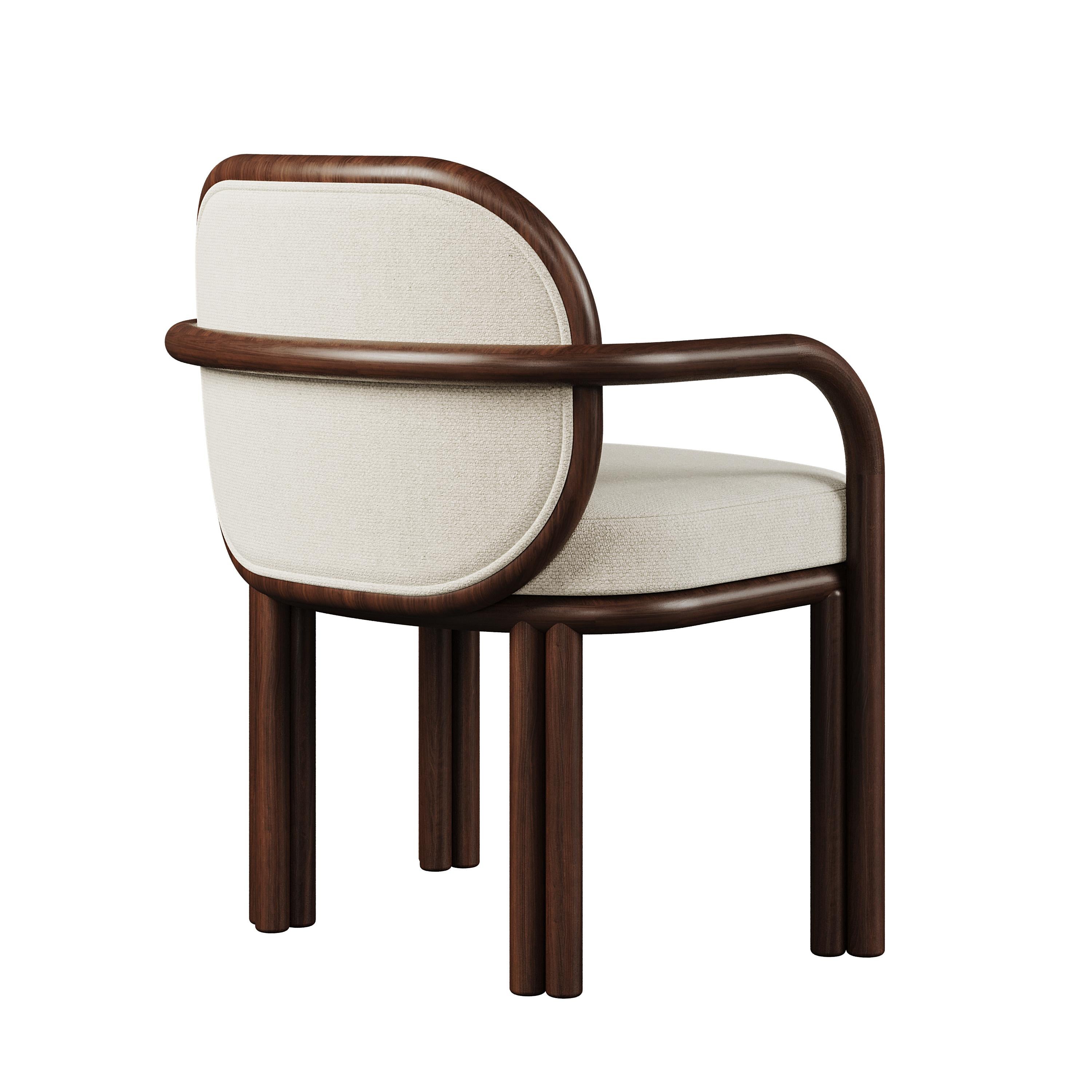 21st Century Walnut Wood James Dining Chair Linen In New Condition In RIO TINTO, PT