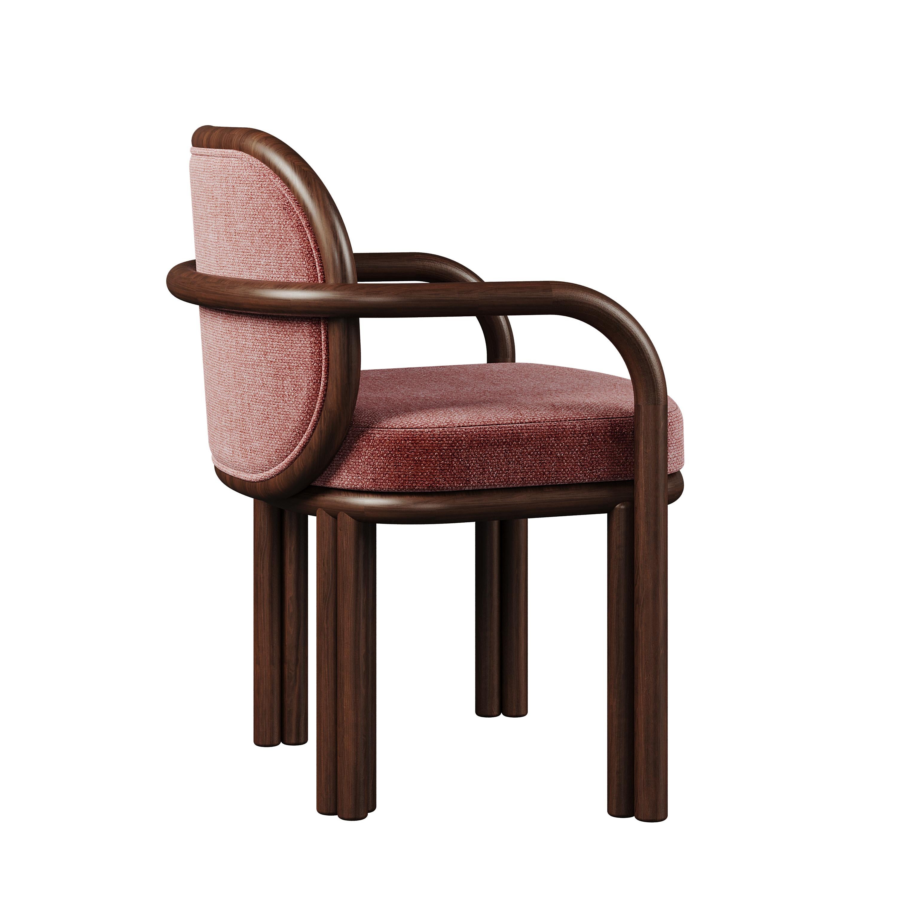 Contemporary 21st Century Walnut Wood James Dining Chair Linen