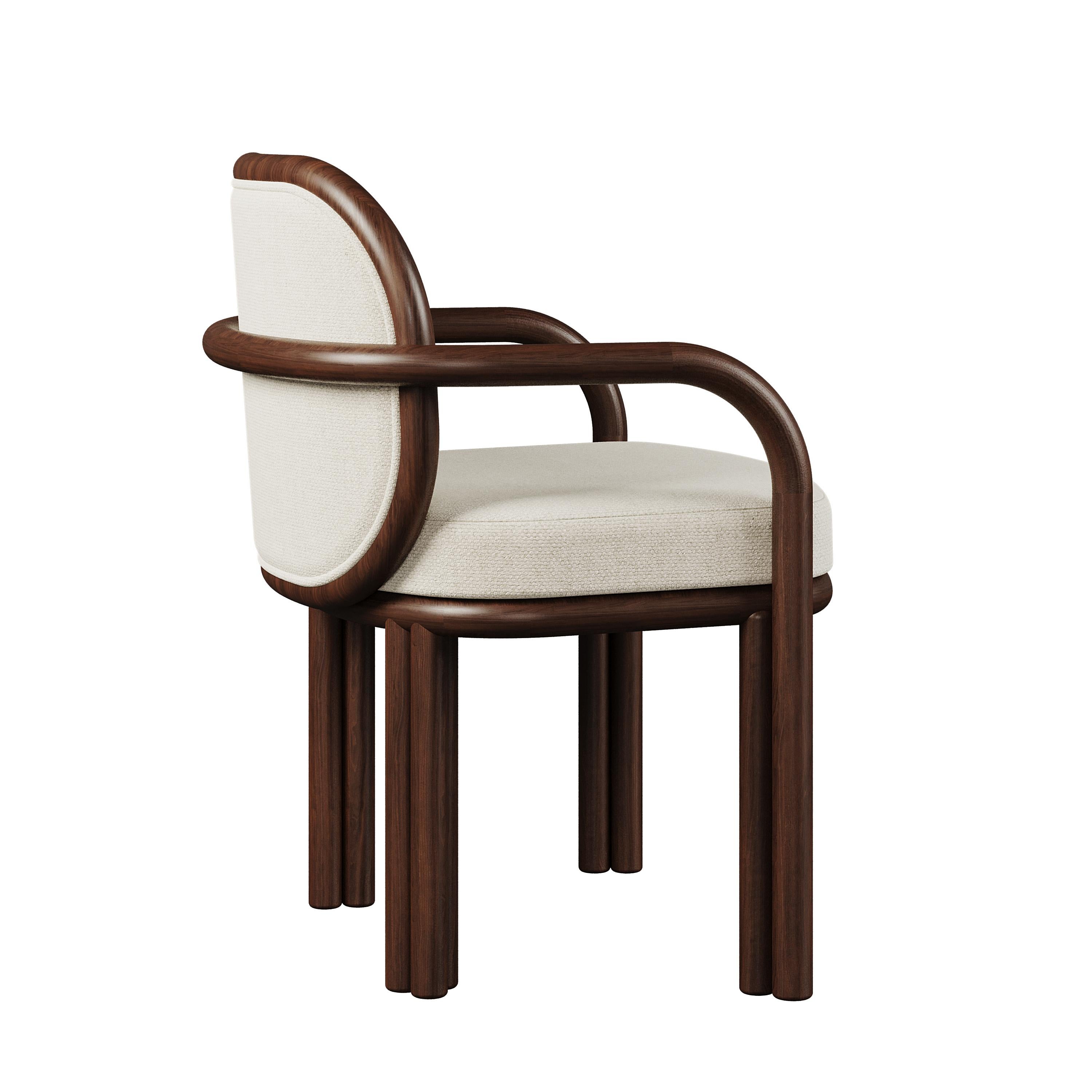 21st Century Walnut Wood James Dining Chair Linen 1