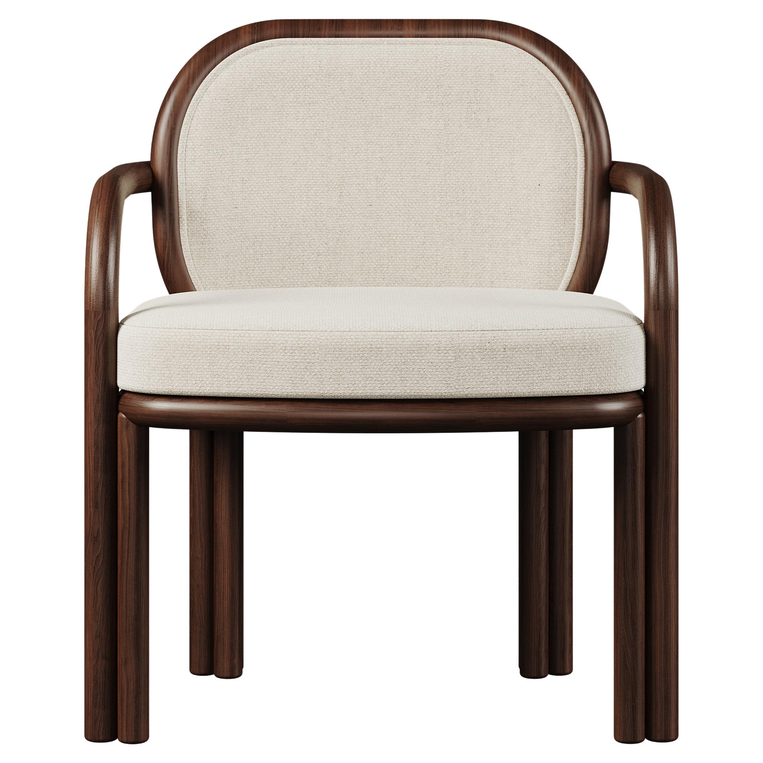 21st Century Walnut Wood James Dining Chair Linen