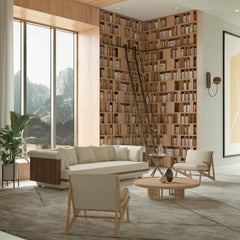 21st Century Wood Moore Armchair Linen Handmade in Portugal by Wood Tailors