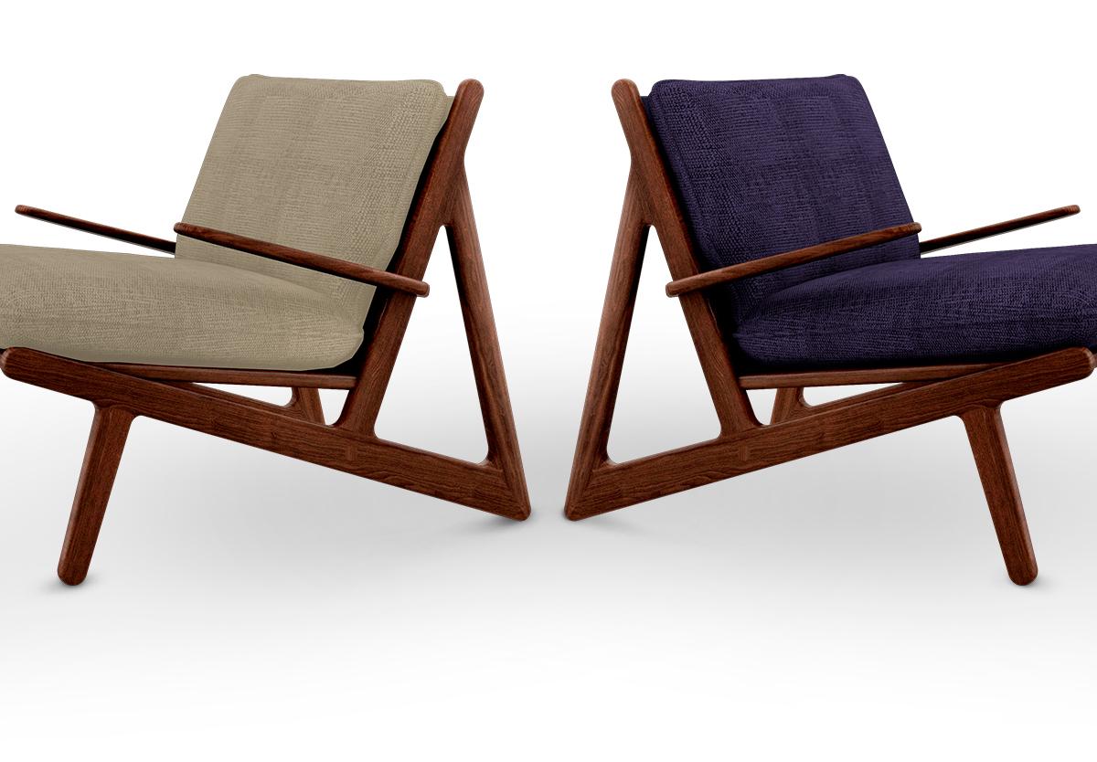Noyer fauteuil Moore en bois de noyer du 21ème siècle Linen en vente