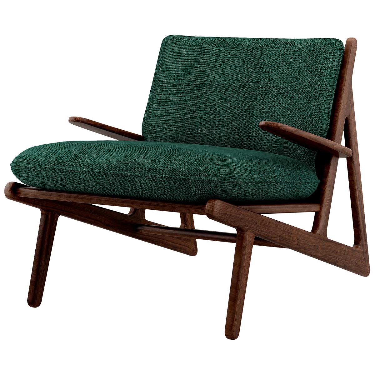 21st Century Walnut Wood Moore Armchair Linen