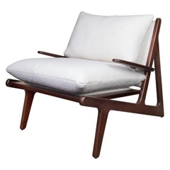 21st Century Walnut Wood Moore Armchair Linen