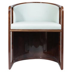 21st Century Walnut Wood Ridge Dining Chair Genuine Leather