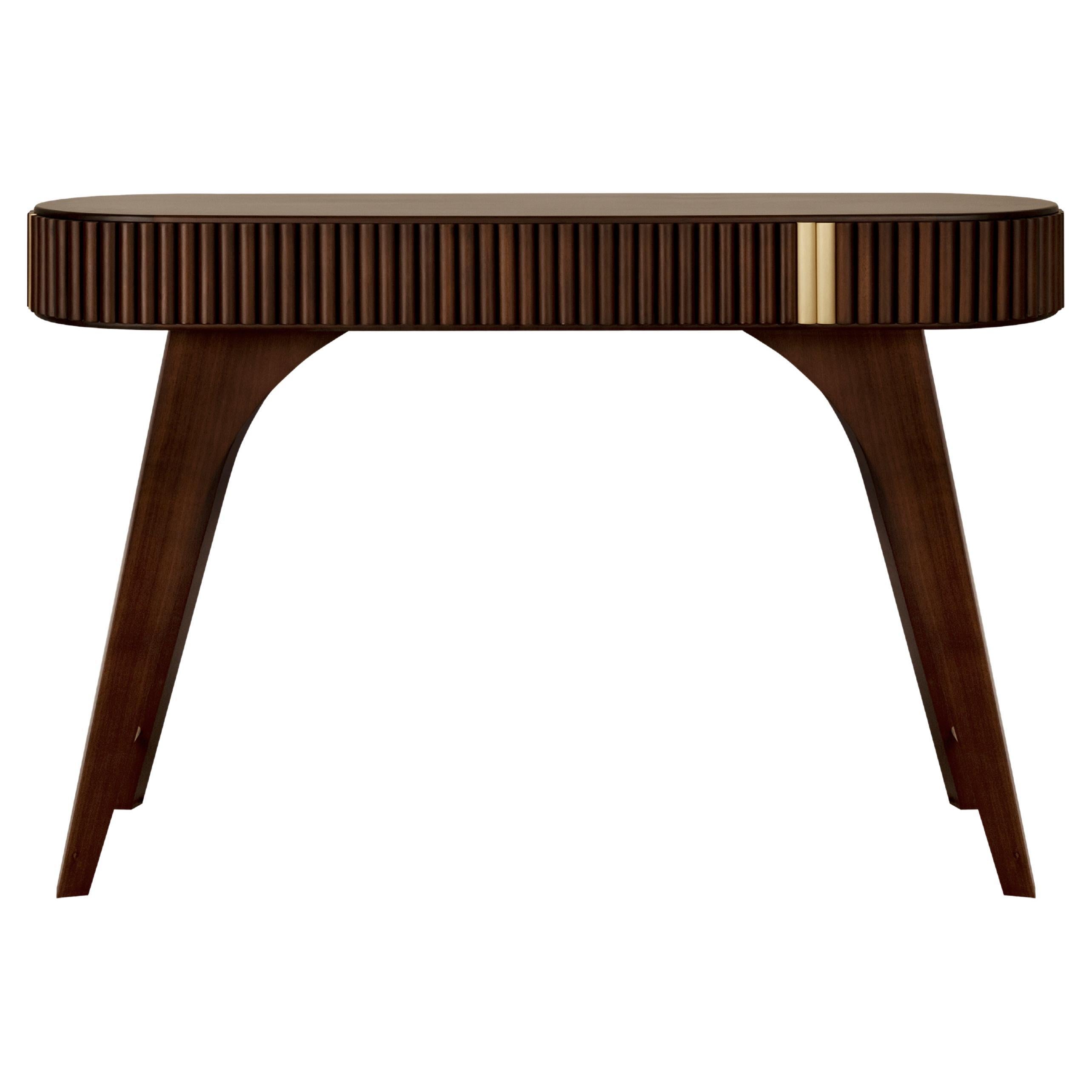 21° Console Robert in legno di noce in ottone realizzata a mano in Portogallo dai sarti del legno