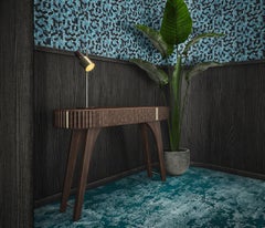 21st Century Walnut Wood Robert Console Brass