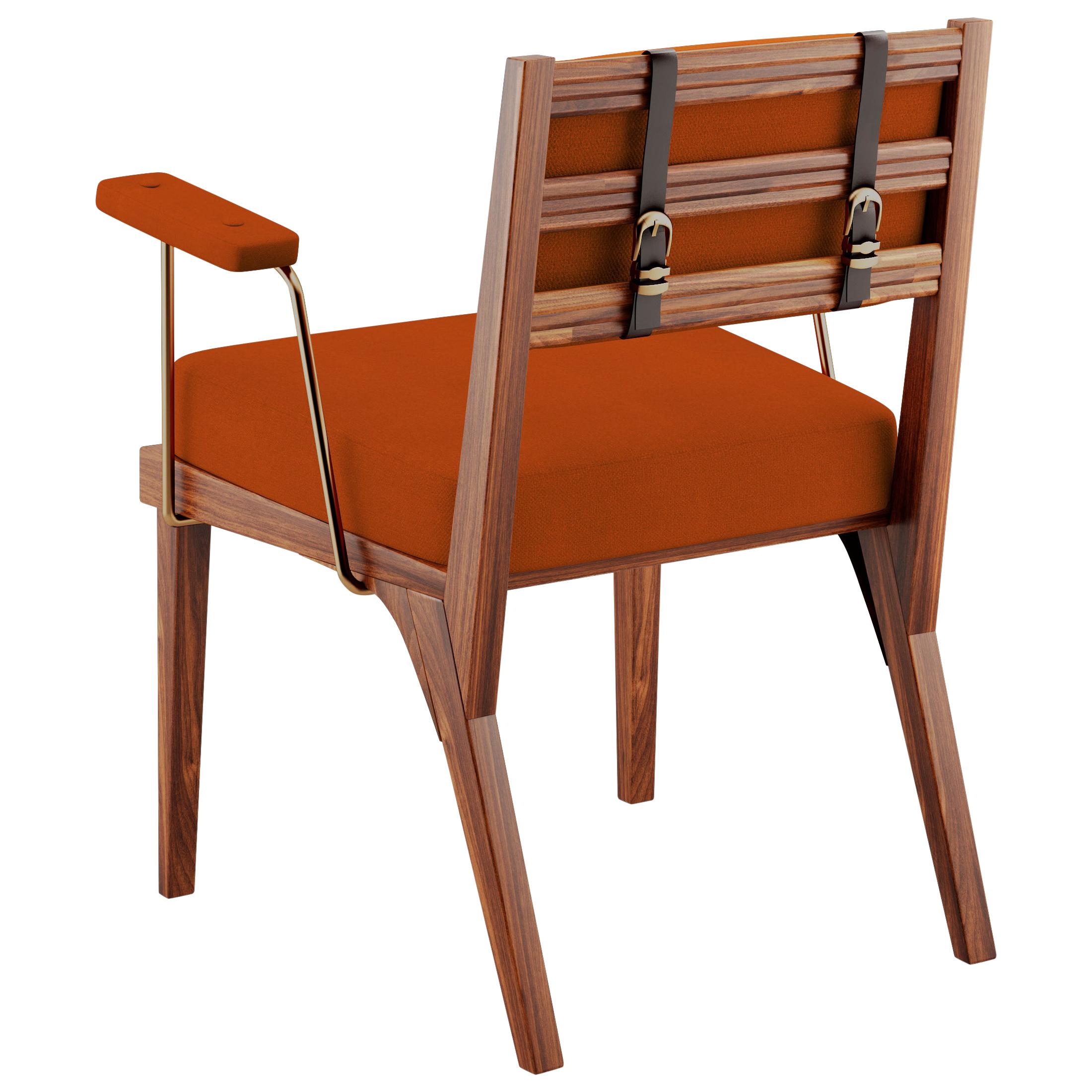 21st Century Walnut Wood James Dining Chair Linen For Sale at 1stDibs