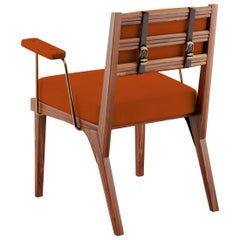 21st Century Walnut Wood Robinson Dining Chair Linen
