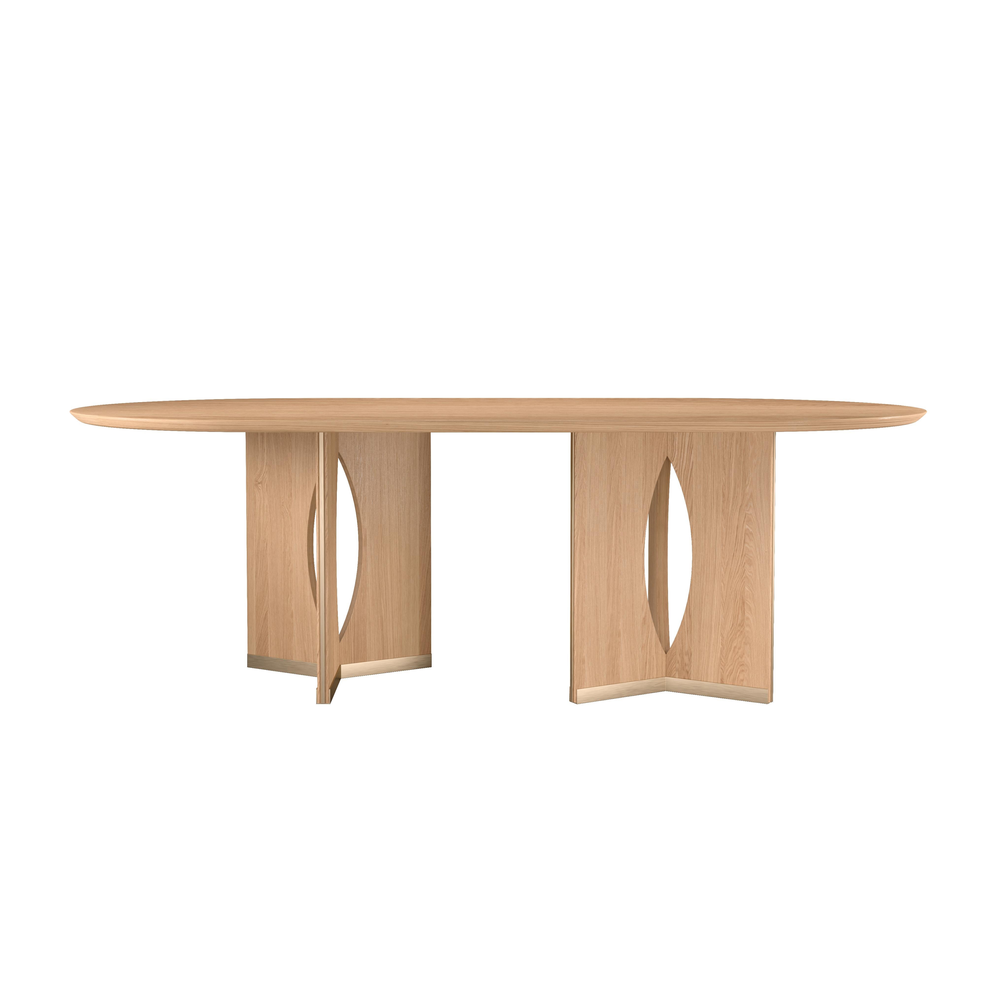 Portuguese 21st Century Walnut Wood Taylor Dining Table Brushed Brass For Sale