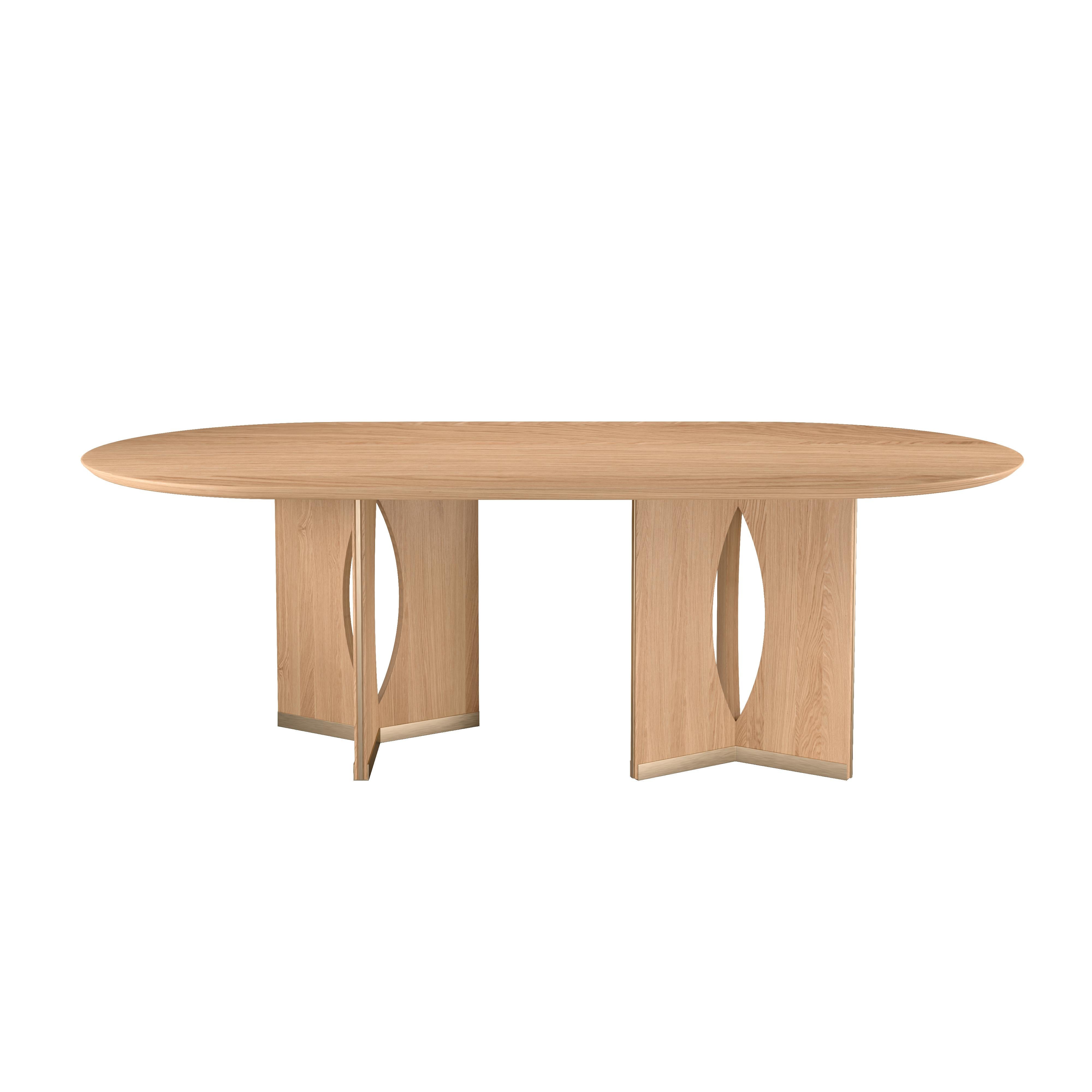21st Century Walnut Wood Taylor Dining Table Brushed Brass In New Condition For Sale In RIO TINTO, PT