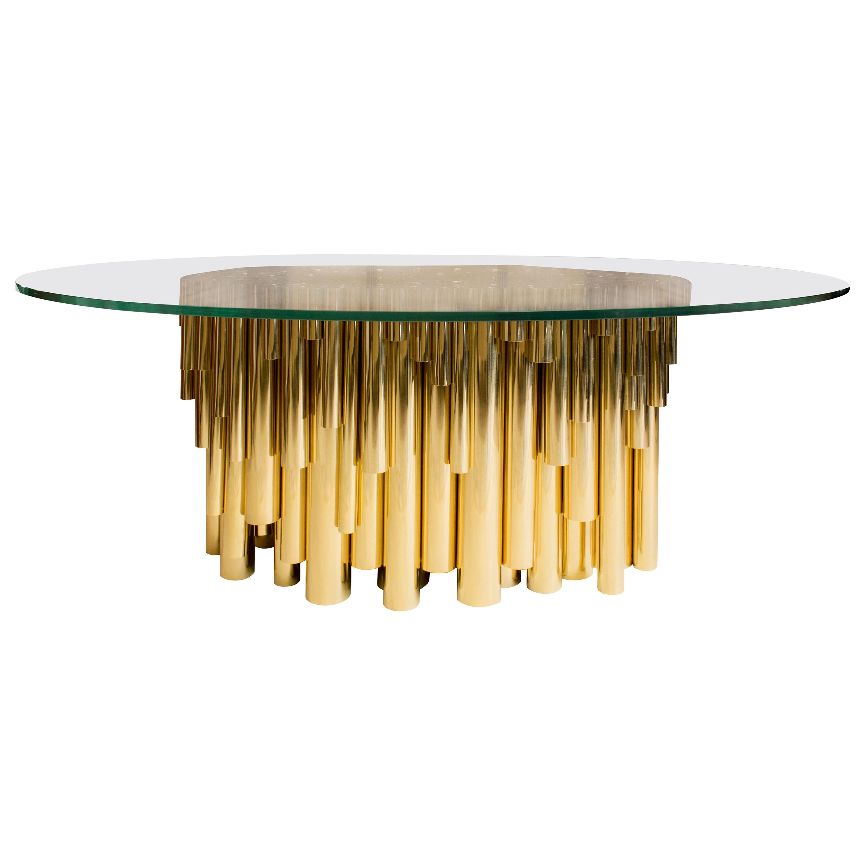 21st Century Wanderlust Dining Table Gold Plated Brass Pipes