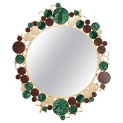 21st Century Wanderlust Mirror Marble Walnut Wood Root Polished Brass