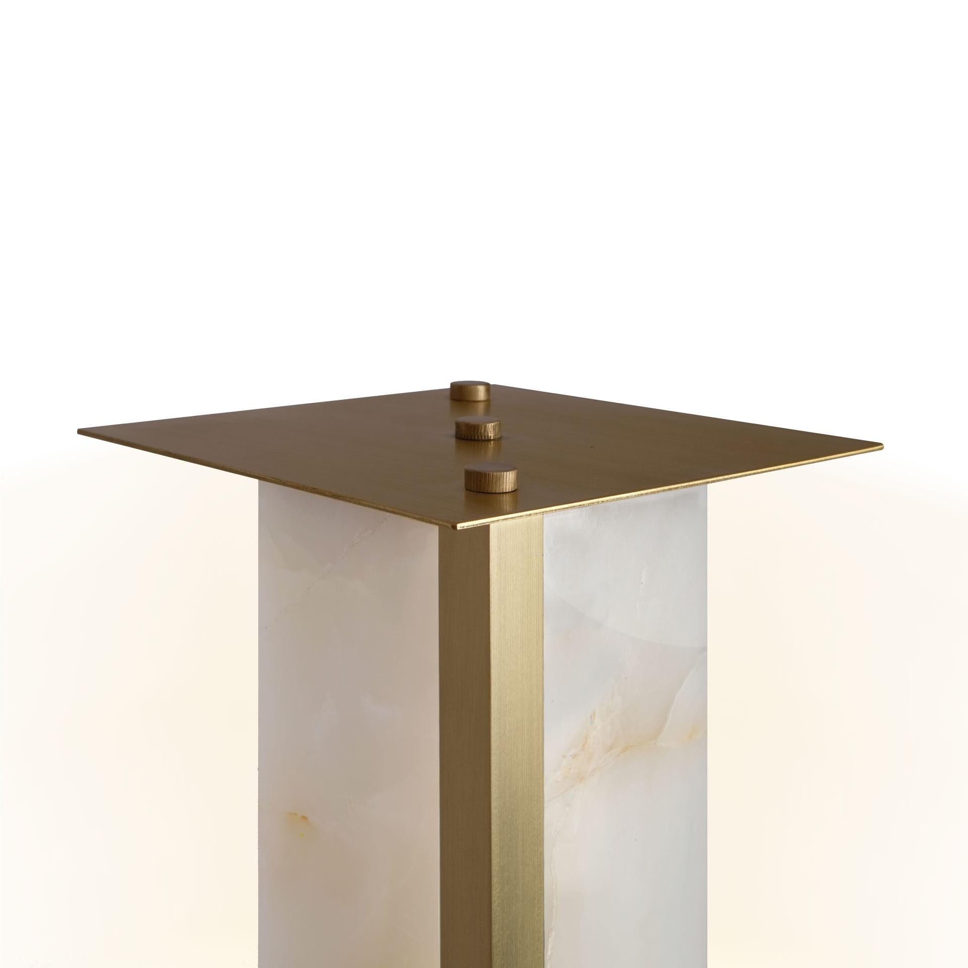 Portuguese 21st Century Washington Floor Lamp Brass Onyx For Sale