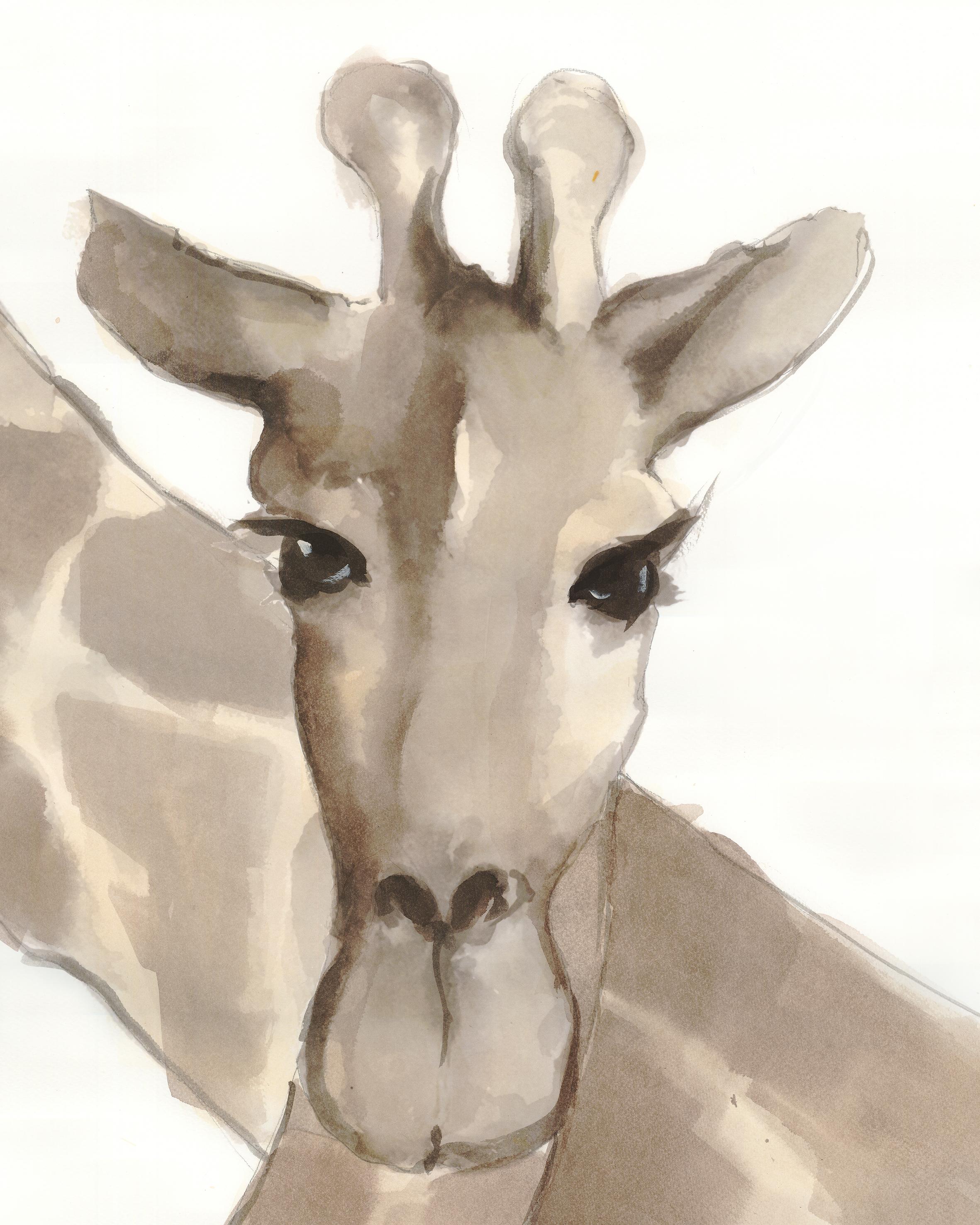 Spanish 21st Century Watercolor Giraffe For Sale