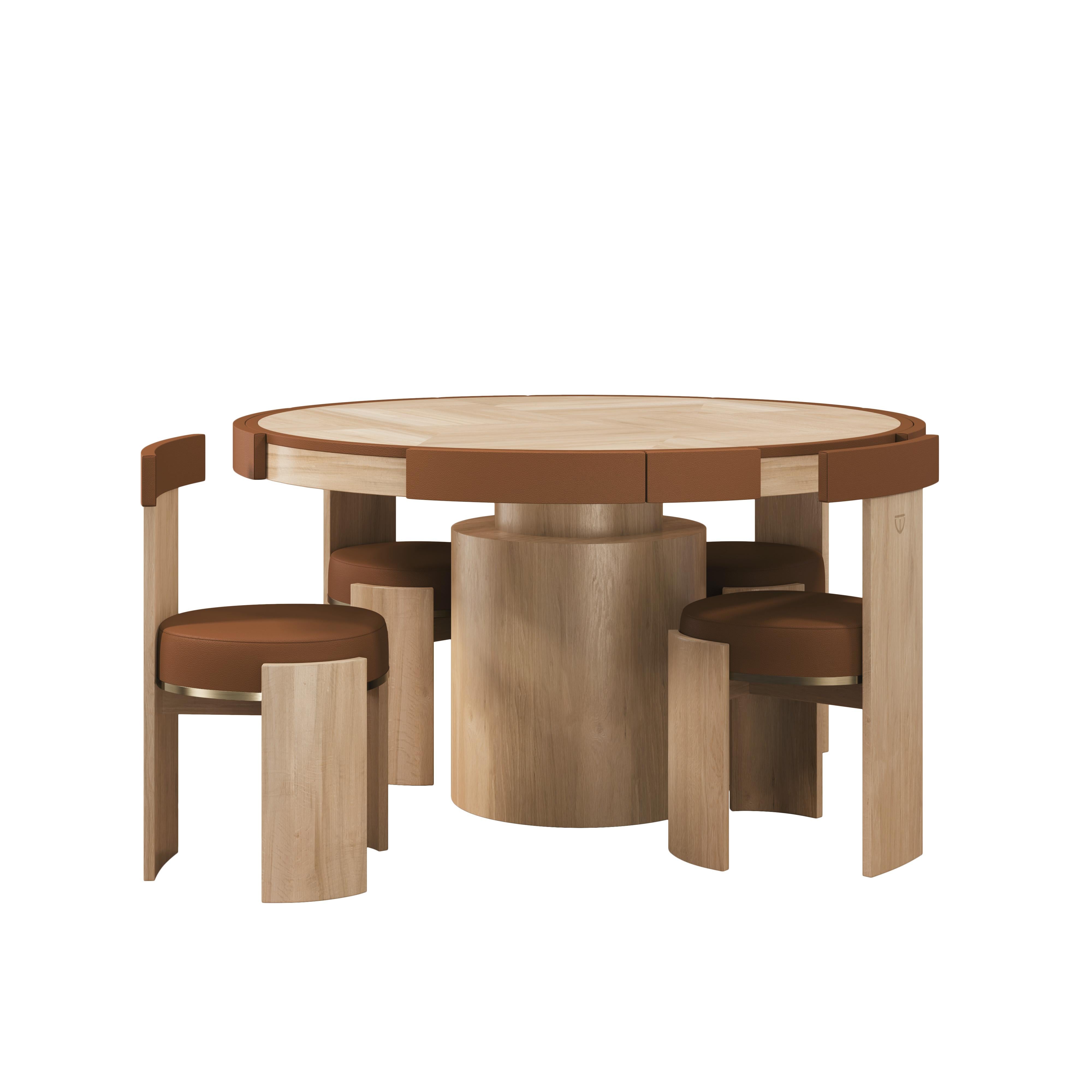 Tavolo da gioco Wellesley del 21° secolo in pelle e legno, fatto a mano da Wood Tailors Club In condizioni Nuovo in vendita a RIO TINTO, PT