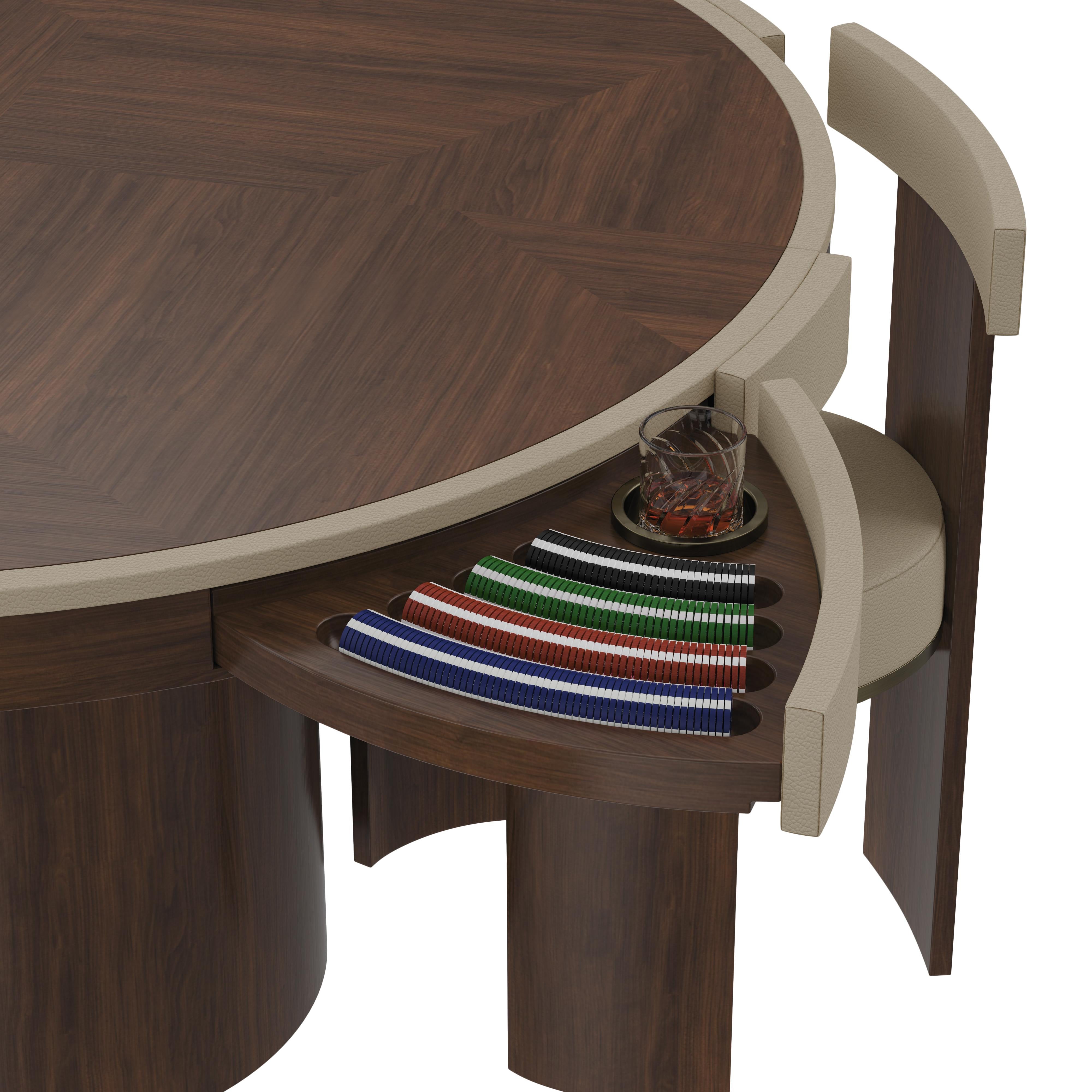 Tavolo da gioco Wellesley del 21° secolo in pelle e legno, fatto a mano da Wood Tailors Club in vendita 2
