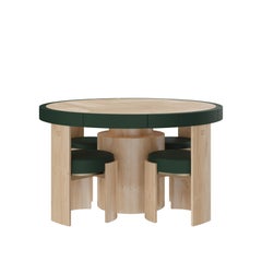 21st Century Wellesley Game Table Set Leather Wood by Wood Tailors Club