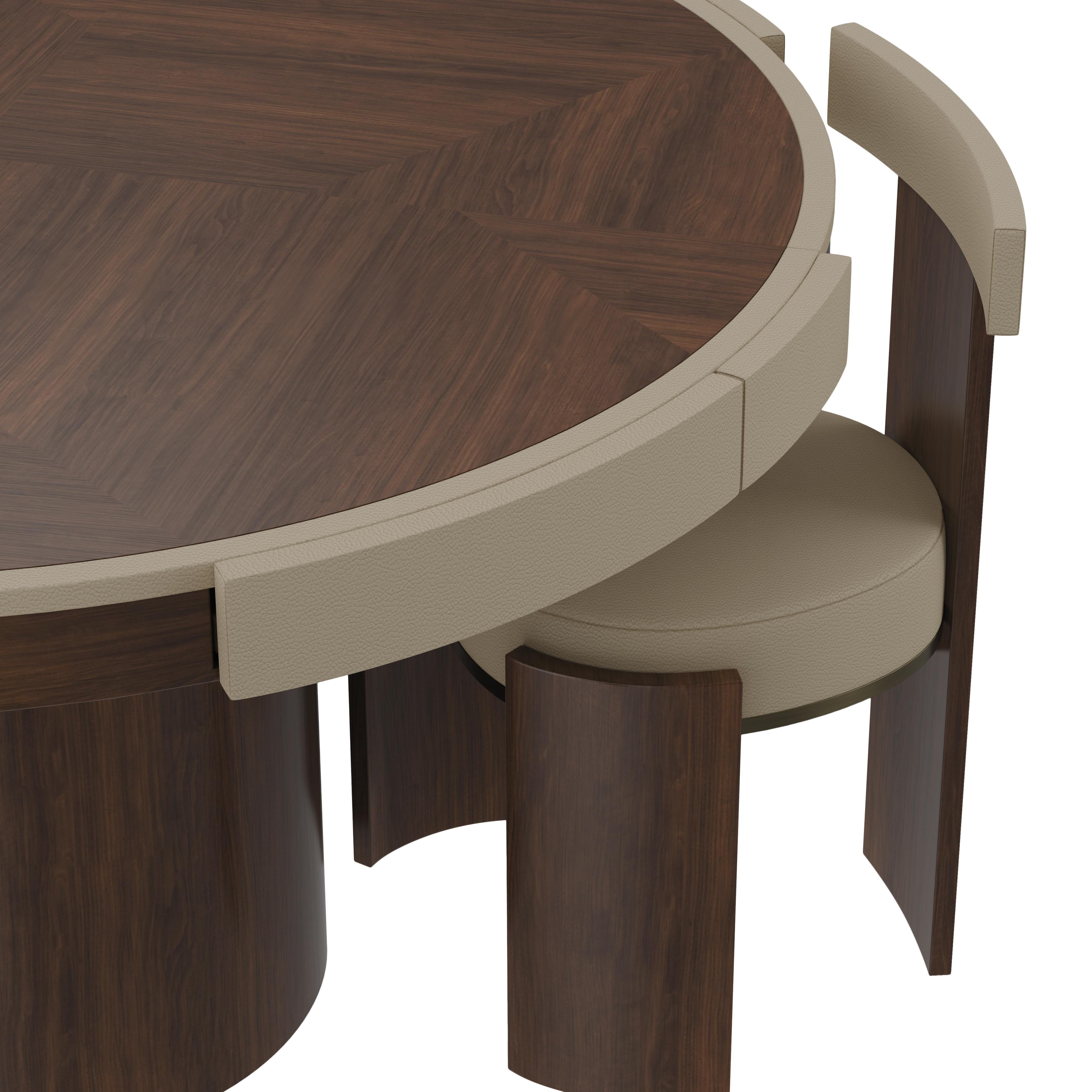 Ensemble de tables de jeu Wellesley du 21e siècle en bois de cuir par Wood Tailors Club en vente 1