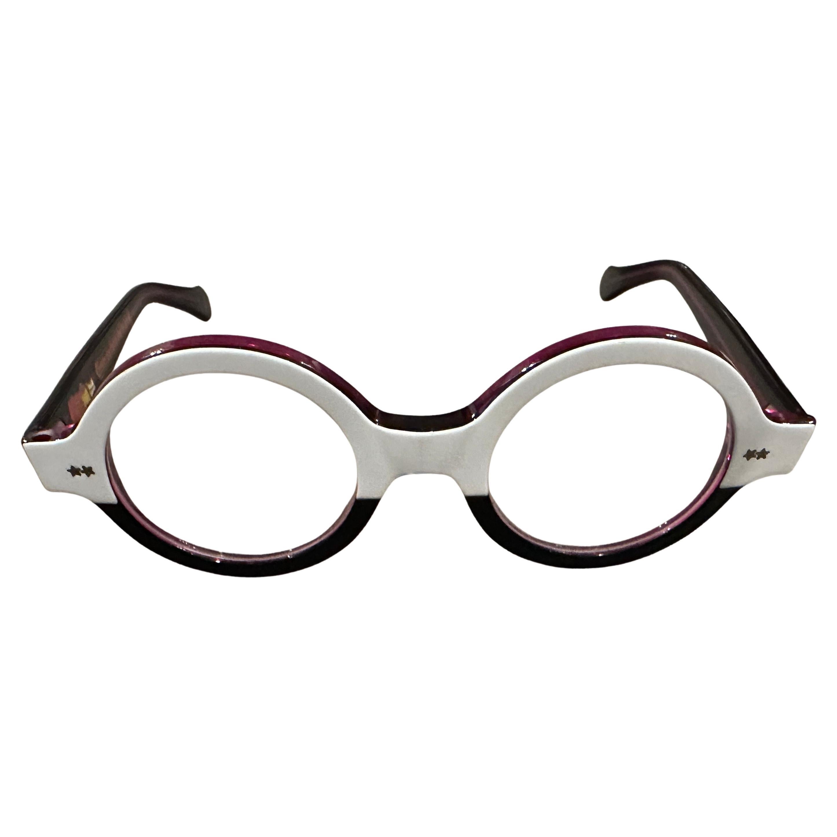 21st Century White and Purple Acetate Oversized Sunglasses by Patty Paillette For Sale