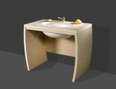 21st Century White Carrara Bardiglio Perla Sand Beach Consolle Marble Washbasin
