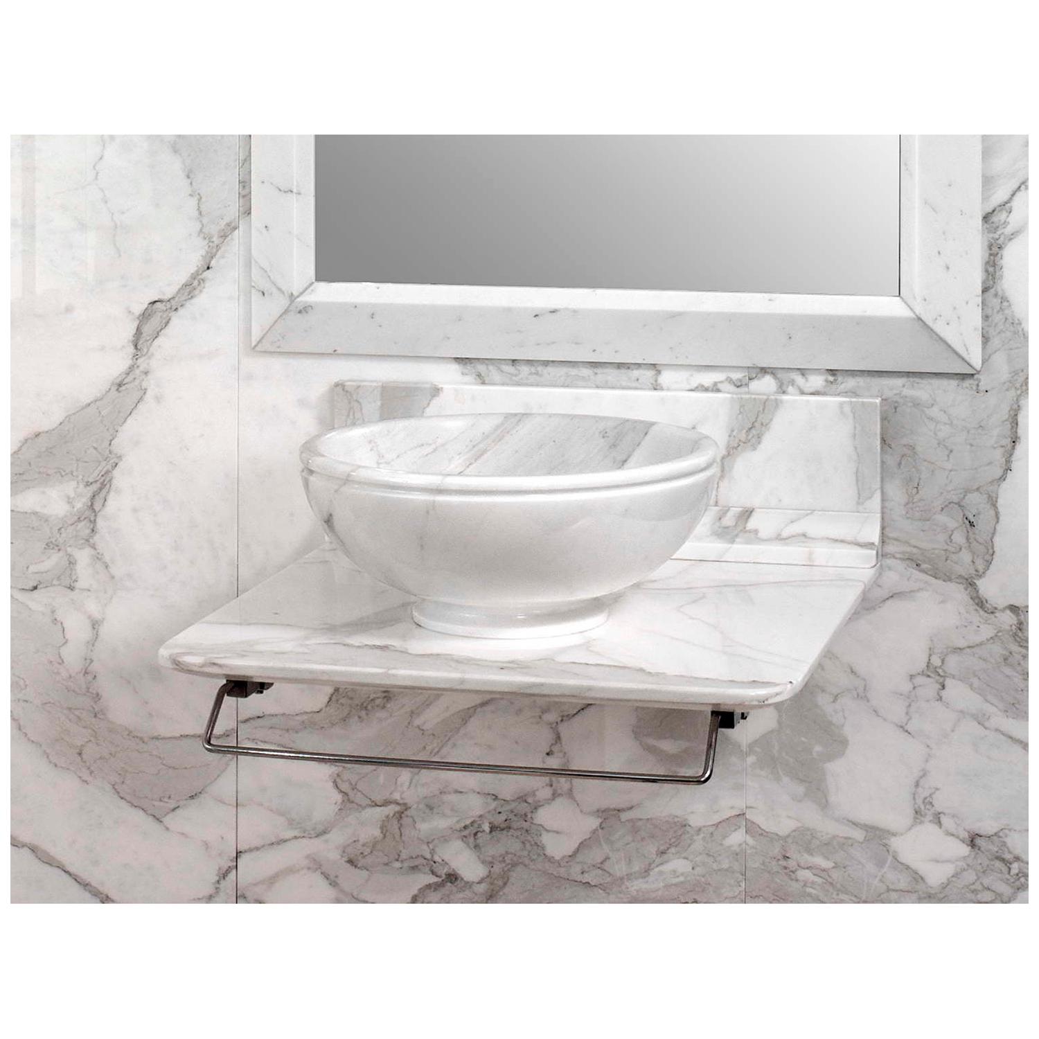 Agrippa marble washbasin with top designed by arch. Michele de Lucchi & Philippe Nigro.

Size washbasin: Cm diameter 40 x height 17
Size top: Cm 60 x 60 x H 3
Materials: Bianco Carrara / Calacatta – Calacatta Gold.