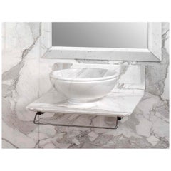 Lavabo con Encimera de Mármol Agrippa Blanco Carrara y Oro Calacatta Siglo XXI